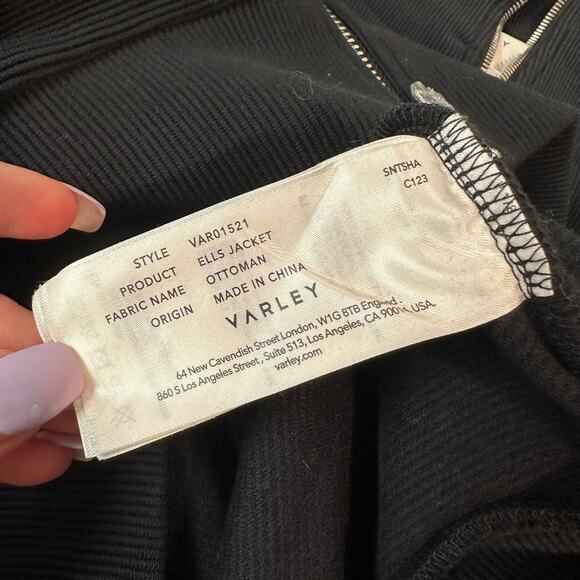 Varley Ells Jacket Ribbed Ottoman Long Balloon Sleeve Oversized Sweatshirt Black - Picture 15 of 16